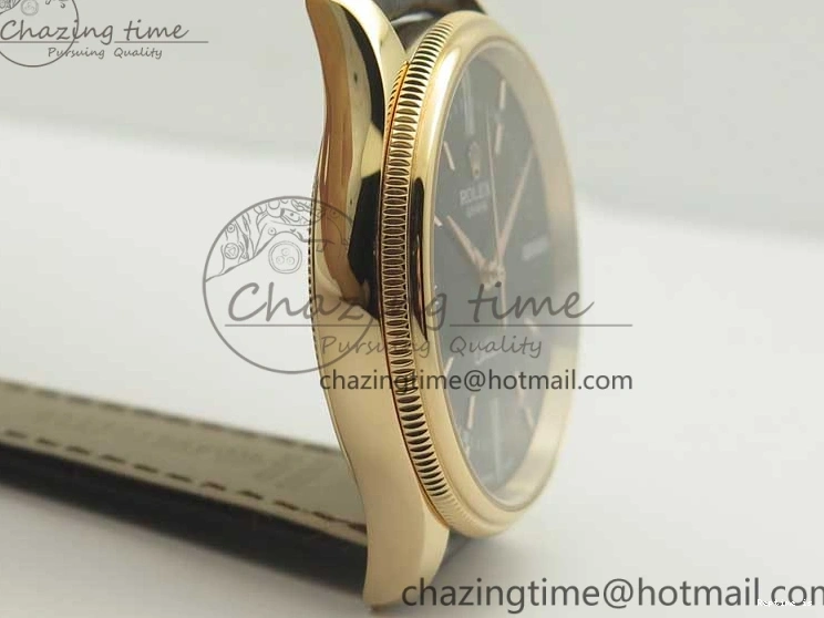 1222 Tailored Cellini Time 50509 RG MKF Best Edition Black Dial Roman Marker on Brown Leather Strap A3132 V 3406